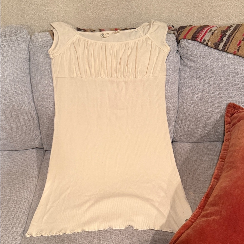 Roxy Cream Cap-Sleeve Ruched Front Tank Dress. Fun for Spring or Summer 💛🙌☀️💐